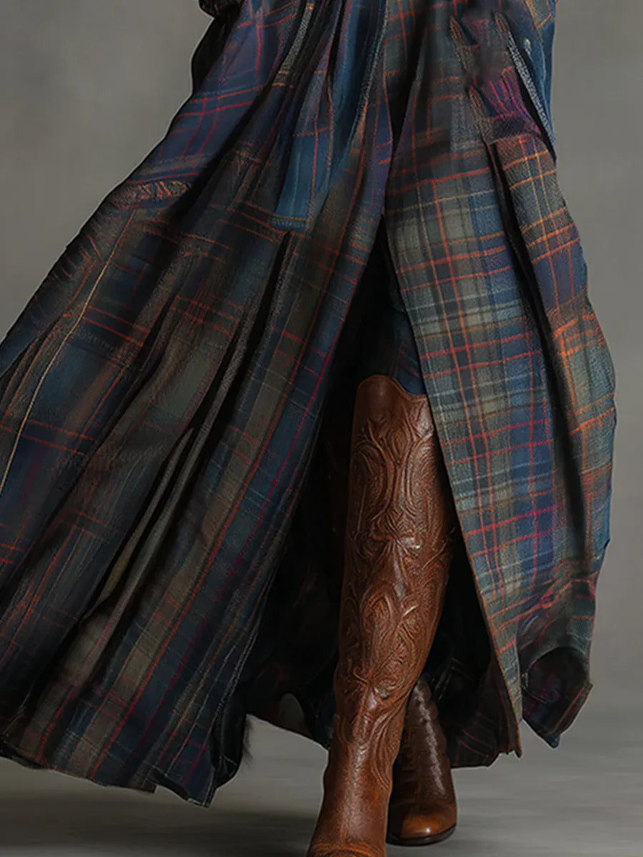 Edurne - Vestido maxi en ante azul