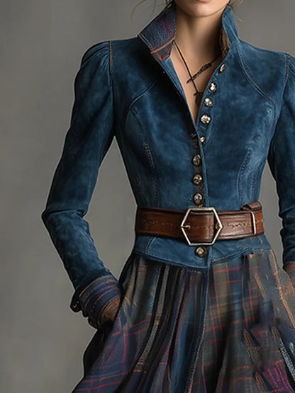 Edurne - Vestido maxi en ante azul